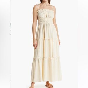 ASTR Cream Tiered Midi dress